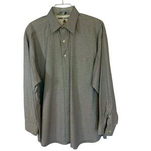 Tommy Hilfiger Men's Long Sleeve Button Front Dress Shirt Sz 17.5-34 Gray Career